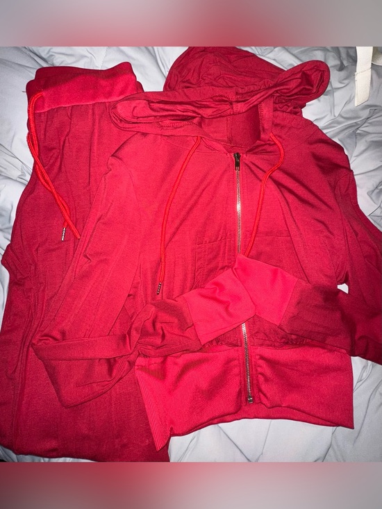 SHEIN Tops - Red Zip-Up Jacket & Pants Set